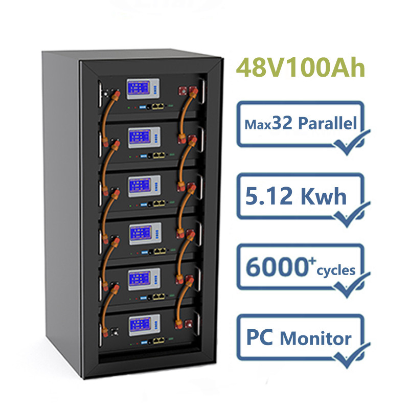 Litio de energía solar Ion Phosphate Battery Pack 12V 48V 100Ah de los sistemas LiFePO4 del almacenamiento de 5KW 10KW
