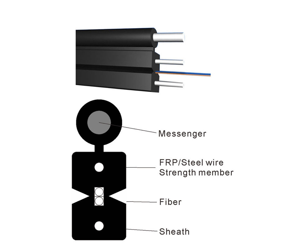 el 100M 1 alambre de acero al aire libre interior del cable de fribra óptica G657A FRP de la base los 8.5kg/km