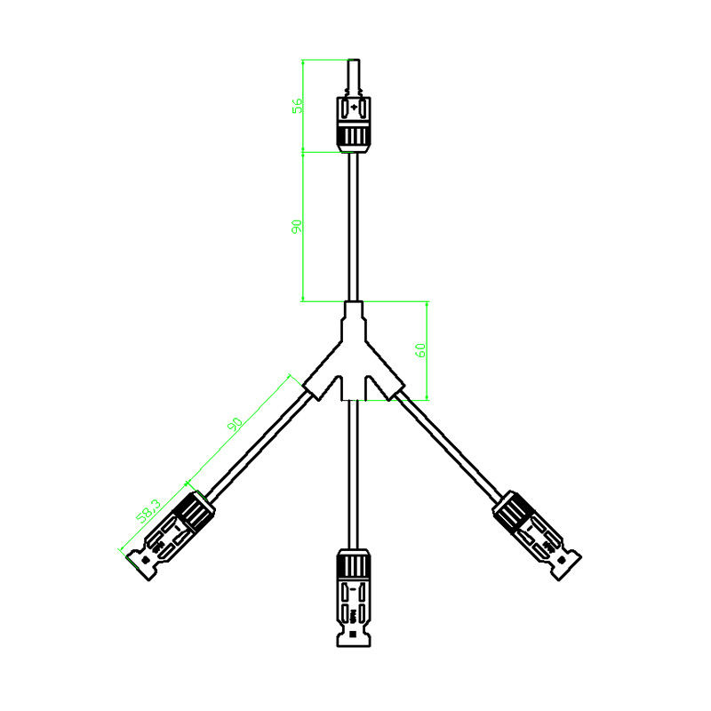 3 a 1 junta rápida de la rama multi del conector MC4 para la central eléctrica