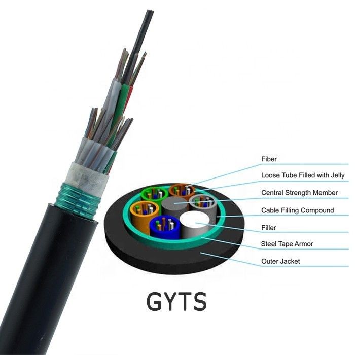 12 24 cables de fribra óptica flojos del tubo de 48cores GYTS toda la ayuda dieléctrica del uno mismo