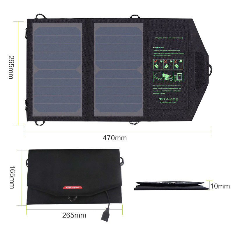 Cargador solar plegable al aire libre 5V portátil 10W 300g del teléfono móvil del panel del picovoltio