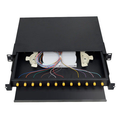 12-24 caja de la terminación de la fibra del soporte de estante del ST LC del SC FC del panel de remiendo de la fibra óptica de la base
