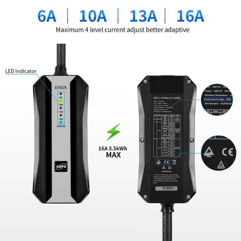 16A tipo - 2 cargador rápido del cargador CCS del coche eléctrico 2 combinados portátiles