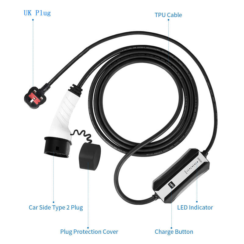 16A tipo - 2 cargador rápido del cargador CCS del coche eléctrico 2 combinados portátiles
